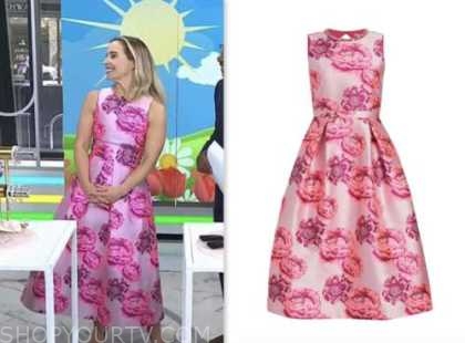 The Today Show: May 2023 Jenn Falik's Pink Floral Jacquard Midi Dress ...