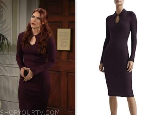 sally spectra, courtney hope, purple sweater dress, the young and the restless