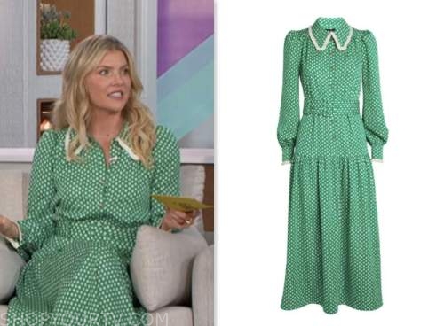 the talk, amanda kloots, green floral shirt dress