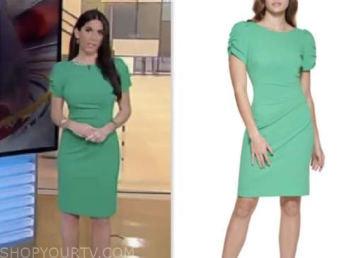 brooke singman, fox and friends, green sheath dress