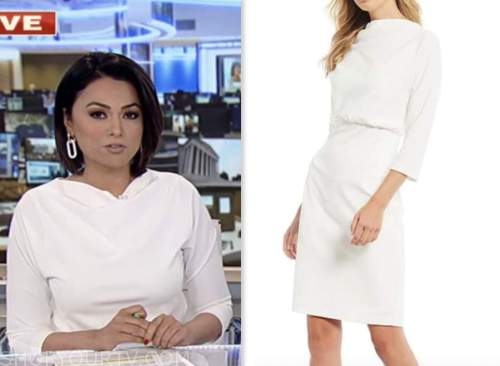 Aishah Hasnie, america's newsroom, white drape dress, fox news fashion