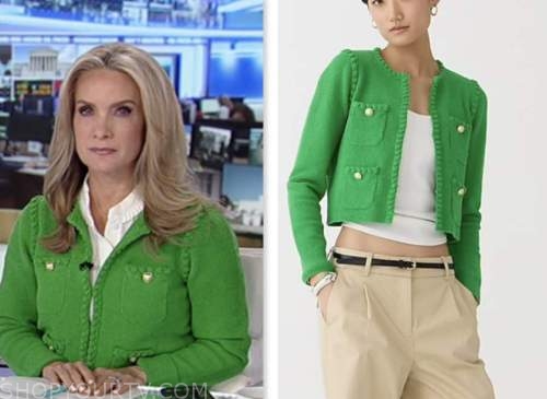green boucle jacket, fox news fashion, dana perino, america's newsroom
