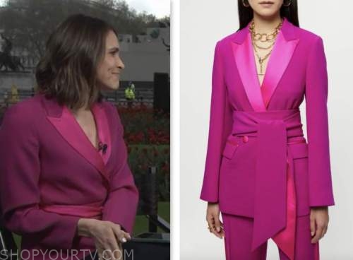molly hunter, pink tie waist blazer, the today show
