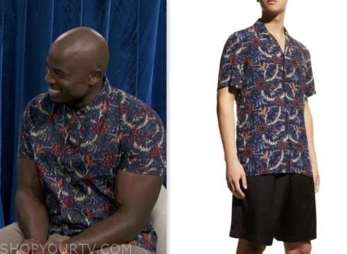 Akbar Gbajabiamila, the talk, navy blue floral shirt