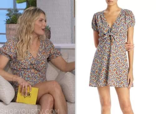 amanda kloots, the talk, floral cutout mini dress