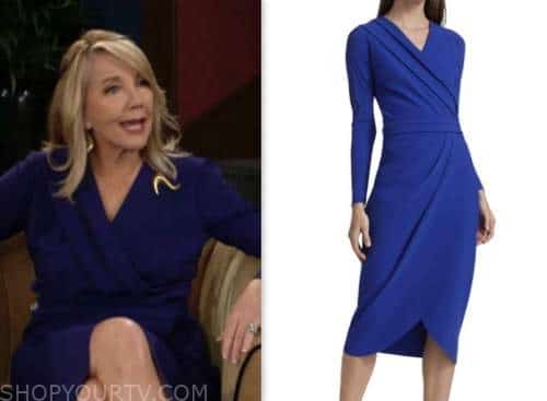nikki newman, melody thomas scott, the young and the restless, blue midi dress