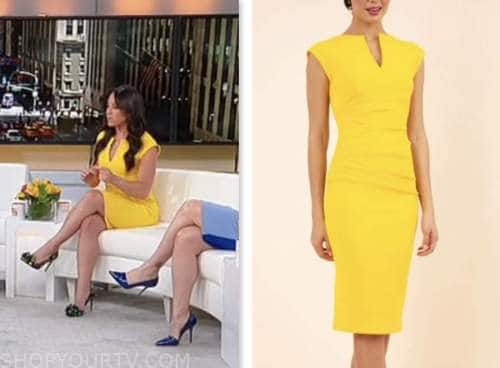 emily compagno, yellow pencil dress, fox news fashion, outnumbered