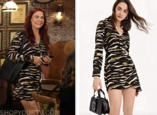 sally spectra, courtney hope, the young and the restless, zebra stripe print mini dress