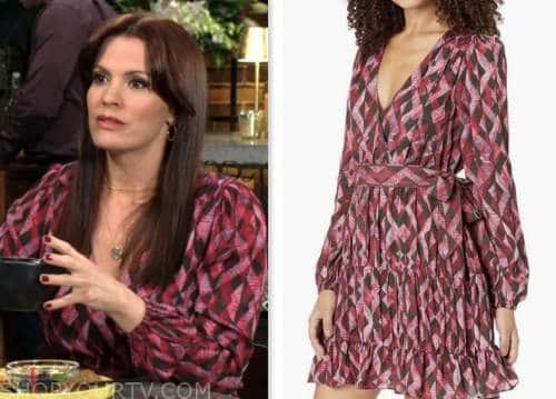chelsea newman, melissa claire egan, pink chevron dress, the young and the restless