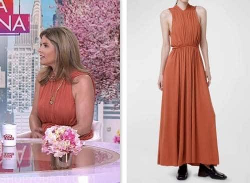 jenna bush hager, the today show, hoda and jenna, orange rust maxi dress