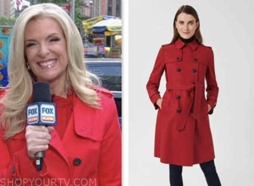 janice dean, fox and friends, fox news fashion, red trench coat