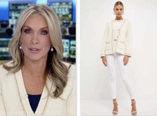america's newsroom, dana perino, ivory chain trim cardigan, fox news fashion