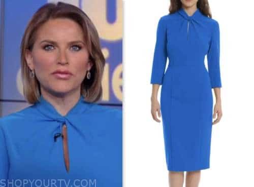 ashley strohmier, blue twist neck sheath dress ,fox news fashion, fox and friends