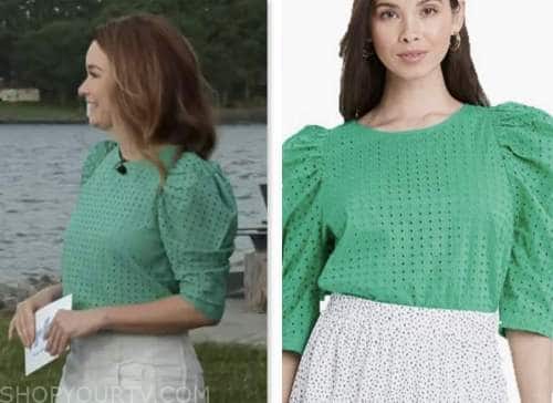 melanie fish, the today show, green eyelet top