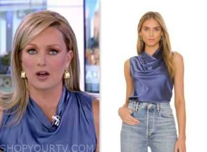 sandra smith, blue cowl neck top, fox news fashion, america reports