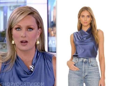 sandra smith, blue cowl neck top, fox news fashion, america reports