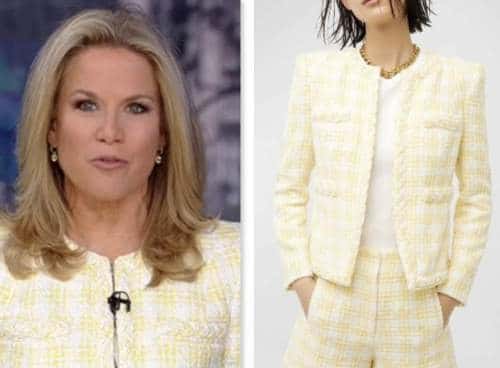 martha maccallum, yellow check tweed jacket, fox news fashion, the story