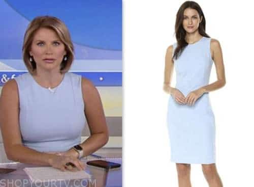 fox and friends, ashley strohmier, blue sheath dress, fox news fashion