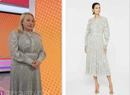 Patricia Arquette, the today show, hoda and jenna, grey pleated shirt dress
