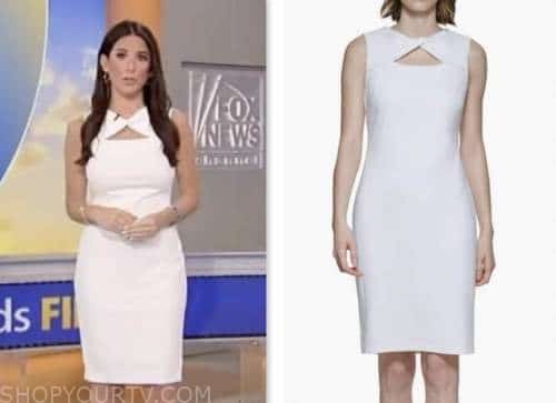brooke singman, fox and friends, fox news fashion, white twist neck sheath dress