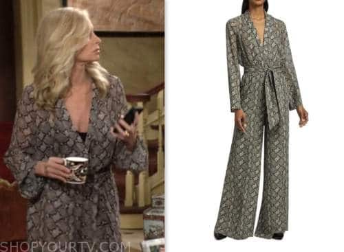 ashley abbott, eileen davidson, the young and the restless, snakeskin jumpsuit