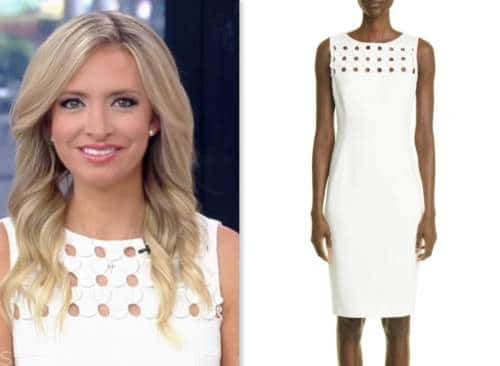 outnumbered, white cutout sheath dress, fox news fashion, kayleigh mcenany