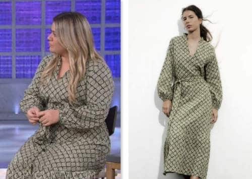 the kelly clarkson show, kelly clarkson, green geometric print dress