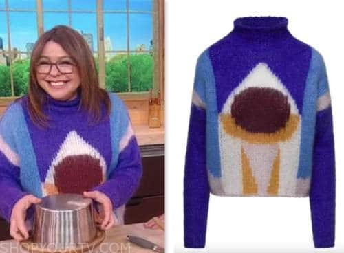 rachael ray, the rachael ray show, purple geometric sweater