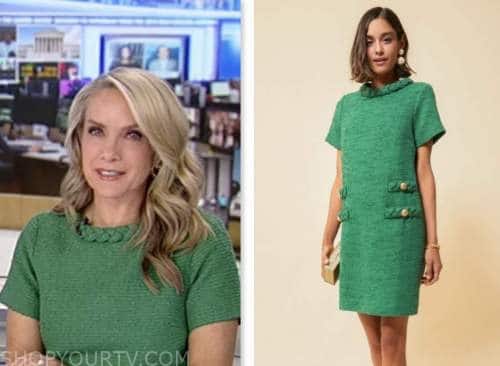 dana perino, america's newsroom, green tweed dress
