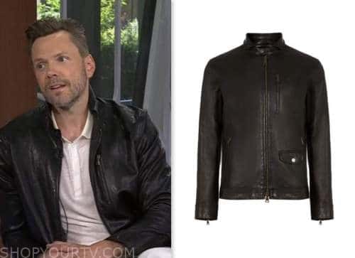 joel mchale, the today show, hoda and jenna, black leather jacket