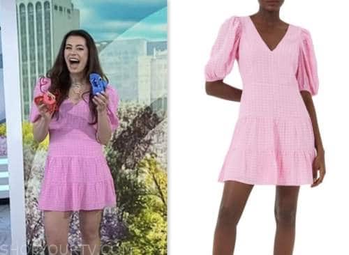 lindsey peers, the today show, pink puff sleeve mini dress