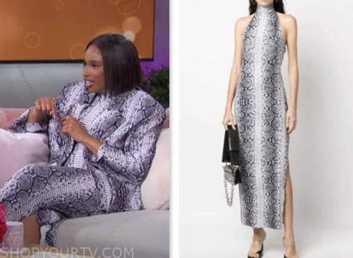 jennifer hudson, the jennifer hudson show, grey python mock neck midi dress
