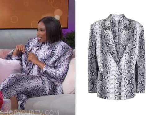 the jennifer hudson show, jennifer hudson, grey python printed blazer
