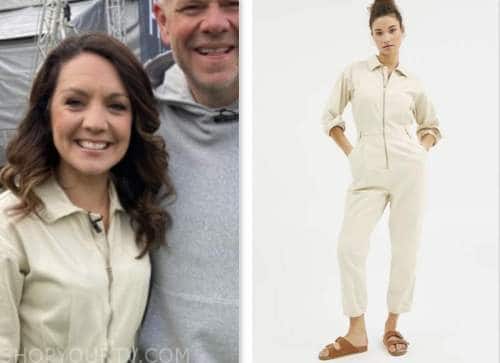 laura tobin, good morning britain, beige utility boiler jumpsuit