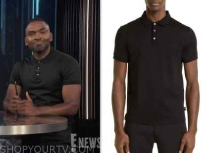 E! News: May 2023 Justin Sylvester's Black Rib Collar Polo Shirt | Shop ...