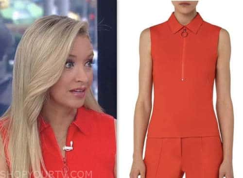 kayleigh mcenany, outnumbered, red zip-front knit top