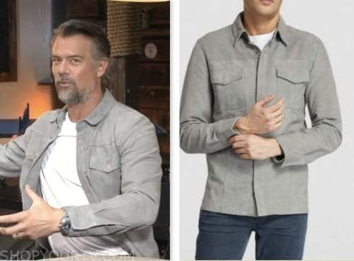 Josh Duhamel, E! news, grey suede shirt jacket