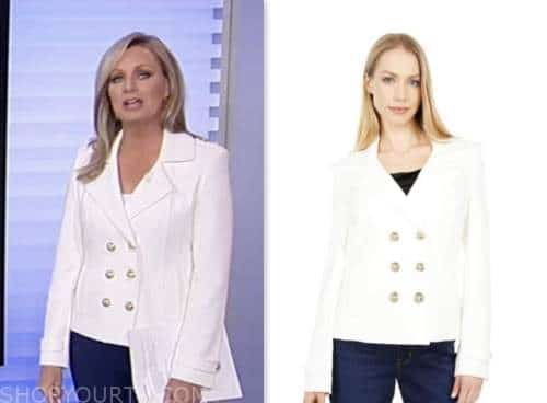 america reports, sandra smith, white double breasted jacket, fox news fashion