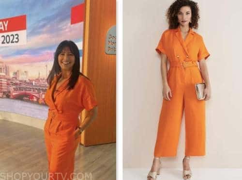 good morning britain, orange linen jumpsuit, ranvir singh