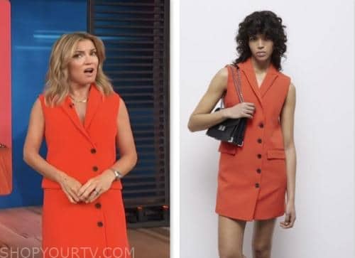 Access Hollywood: May 2023 Kit Hoover's Red Button Front Vest Dress ...