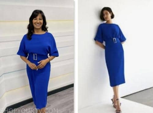 good morning britain, blue belted dress, ranvir singh