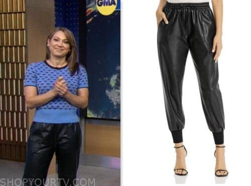 ginger zee, good morning america, black leather pants