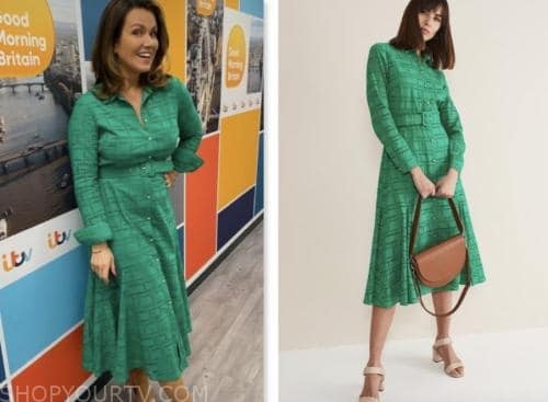 susanna reid, good morning britain, green shirt dress