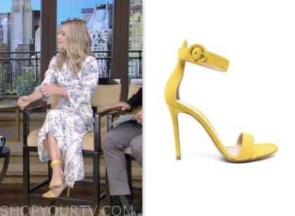 live with kelly and mark, kelly ripa, yellow sandals heels