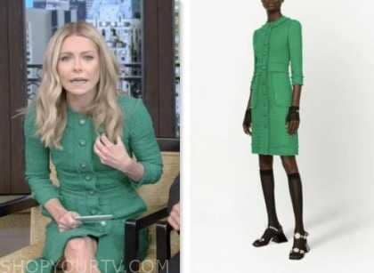 kelly ripa, green tweed dress, live with kelly and mark