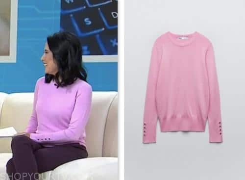 vicky nguyen, pink button sleeve sweater, the today show
