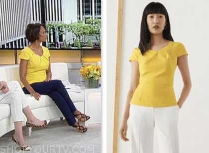 harris faulkner, yellow top, fox news fashion, outnumbered