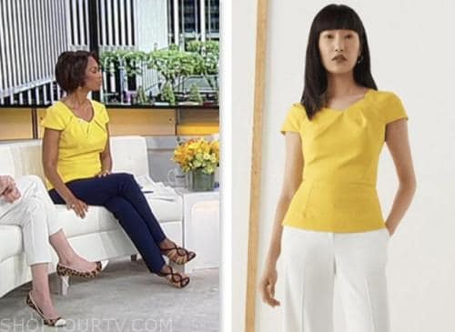 harris faulkner, yellow top, fox news fashion, outnumbered