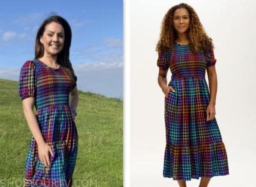 laura tobin, good morning britain, gingham midi dress