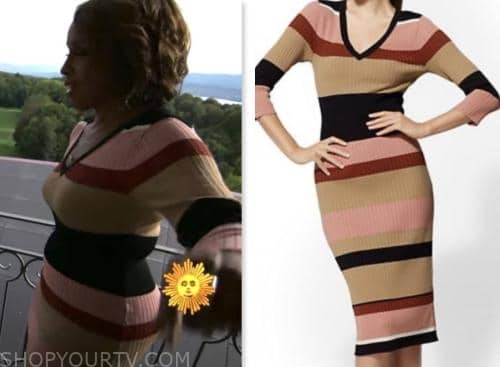 gayle king, cbs mornings, striped ribbed knit dress